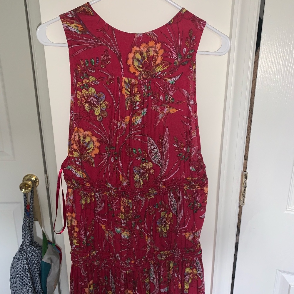 Free People Red floral flowy tank top